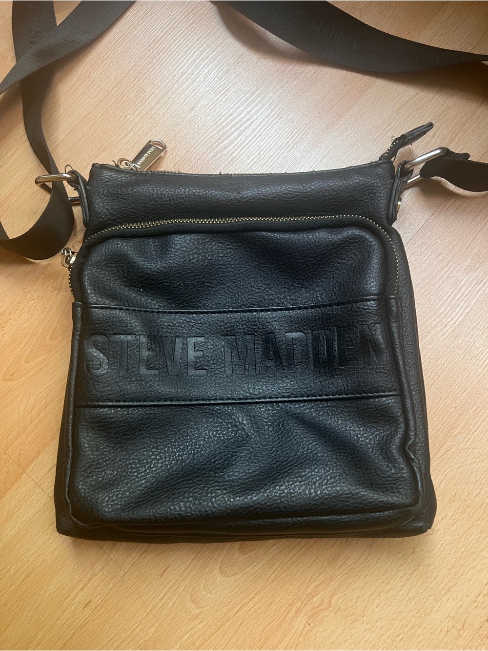 Steve Madden Black Pebbled Leather Crossbody